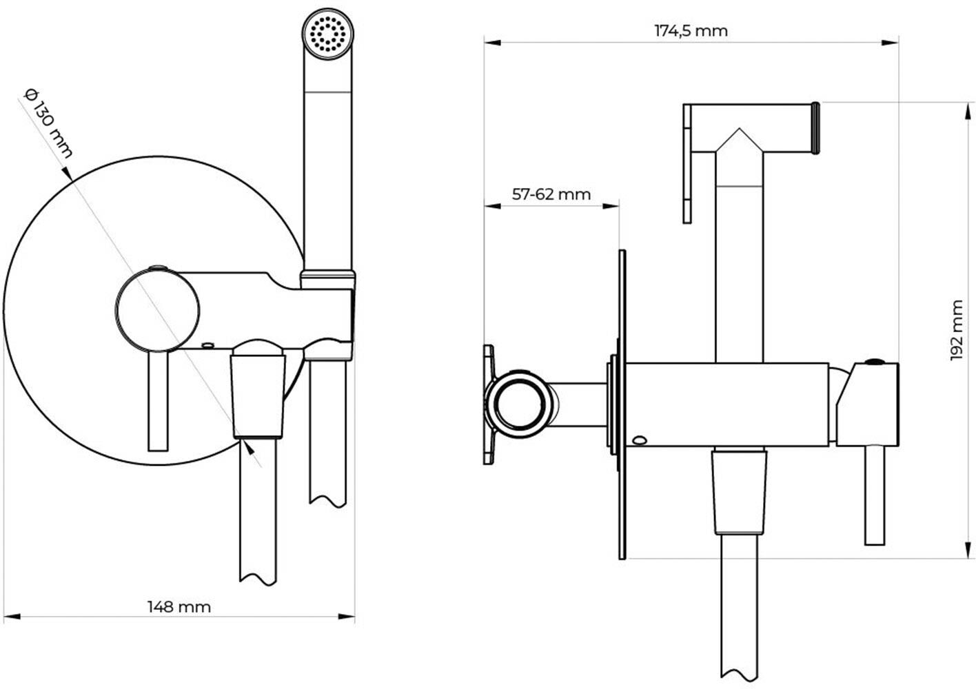OLTENS Molle Bidet-UP-Armatur mit Handbrause