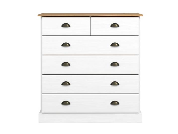 Commode 4+2 tiroirs STANFORD blanc et miel