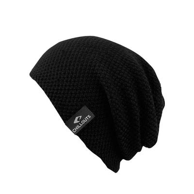 Beanie CHILLOUTS "Osaka Hat", Herren, schwarz, Strick, Baumwolle, unifarben, Mützen Beanie, Slouch-Mütze mit strukturierter Oberfläche