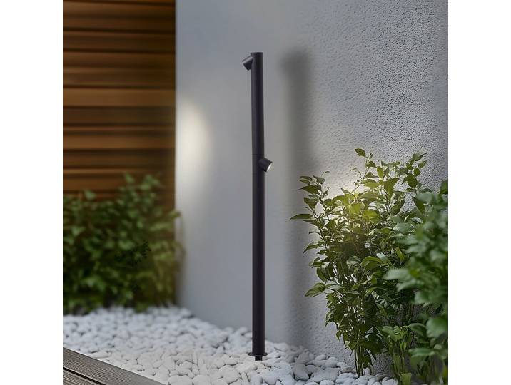 Lampe de jardin LED Luzian H120 avec piquet, noire - Lindby - Terrasse - Moderne - Métal - Multi-ampoules