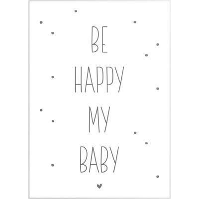 Wandbild REINDERS "Slim Frame White 50x70 Be Happy My Baby", weiß (farbe bild(er): weiß), B:50cm H:70cm T:2cm, MDF, Bilder
