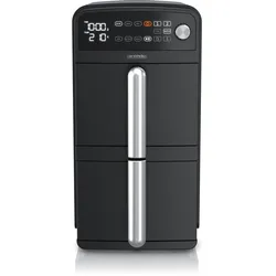 Arendo Heißluftfritteuse mit 2 Kammern Übereinander, XXL Doppelkammer Airfryer 11L, Dual Zone, 2400 W, mit Zubehör, Umluft Backofen, Edelstahl