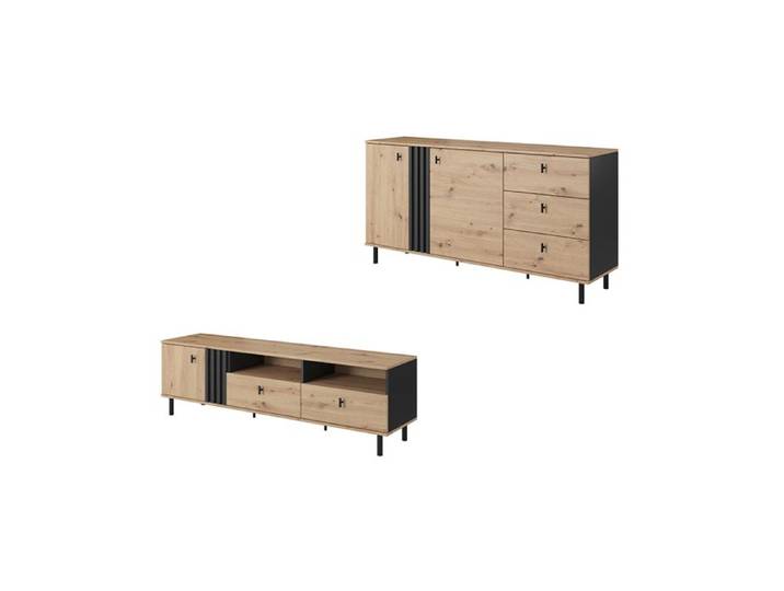 Salon complet avec buffet et meuble télé 170 cm - DUSTY