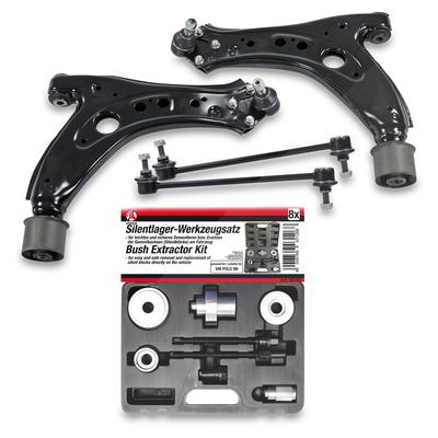 Bestprice 2x Querlenker +Koppelstangen +BGS DIY Silentlager-Werkzeugsatz [Hersteller-Nr. 40379264] für Seat, VW, Skoda