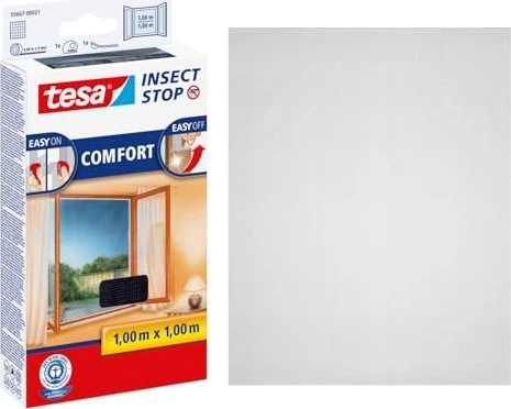 tesa Fliegengitter COMFORT für Fenster, 1 m x 1 m, anthrazit