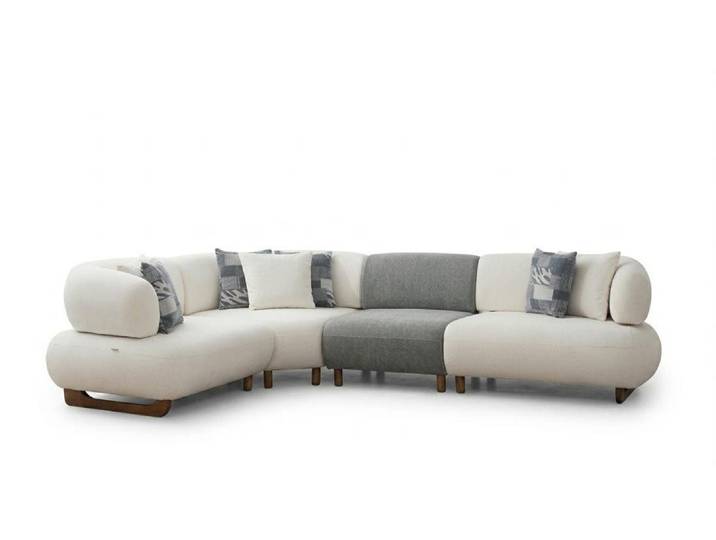 Xlmoebel Wohnlandschaft Beige-weißes modulares Ecksofa in L-Form für modernes Wohnen, 4 Teile, Made in Europa