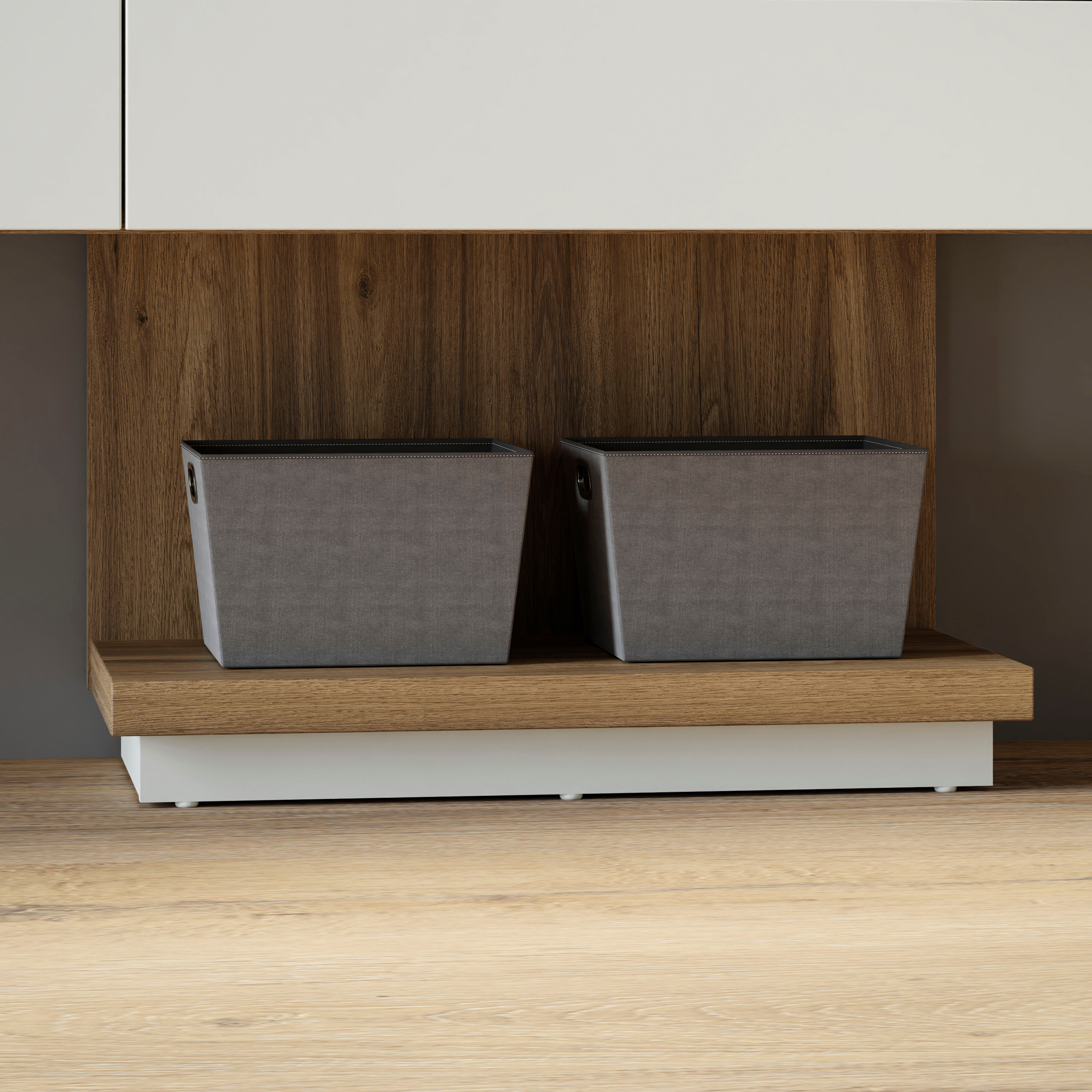 Wandregal FORTE "Lewisville", grau (secret grau, valencia eiche), B:60cm H:40cm T:29,6cm, Holzwerkstoff, Regale, Wandregal secret grau, valencia eiche B/H/T: 60cm x 40cm x 29,6cm