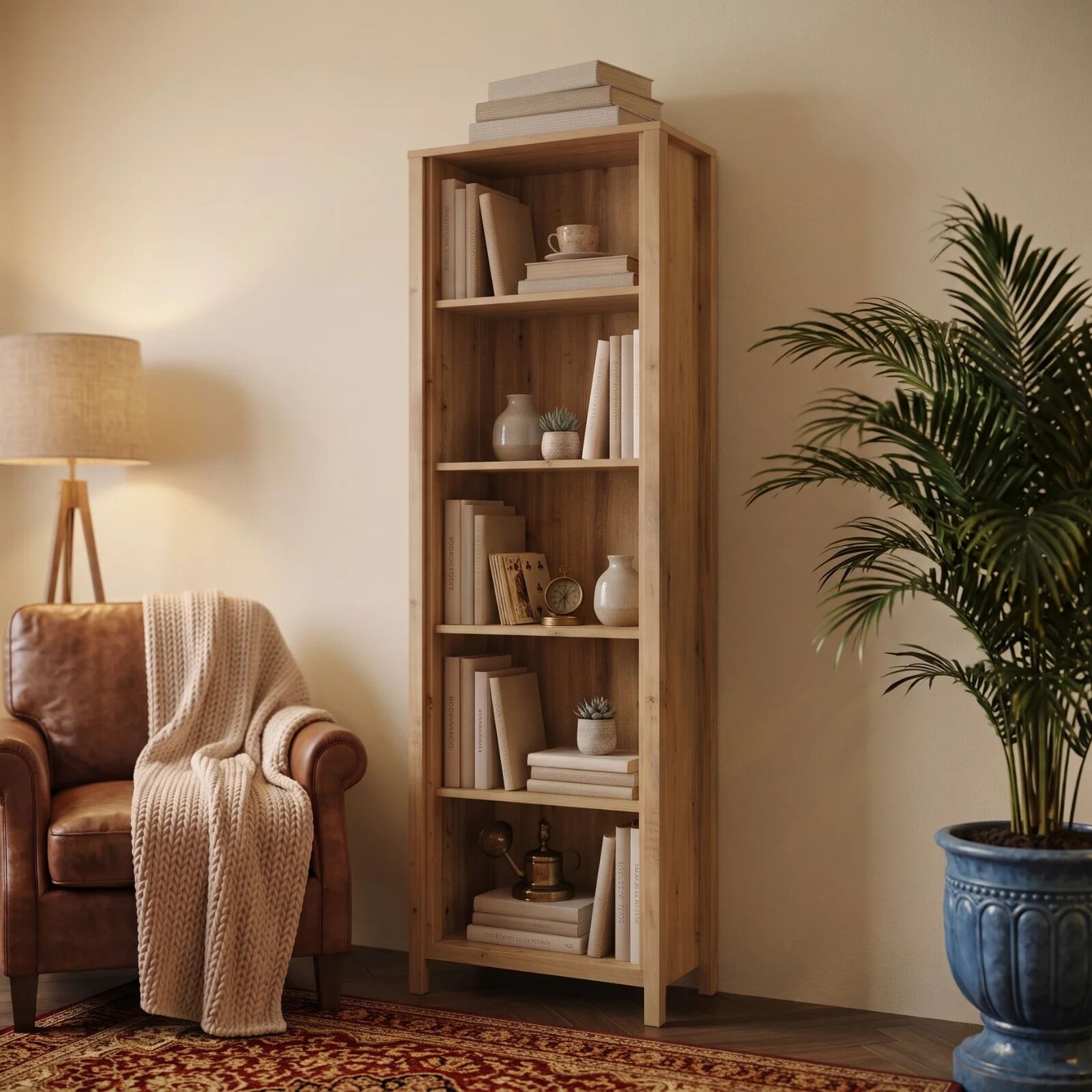 garneroarredamenti Libreria moderna 66x200h cm 5 ripiani rovere Leave