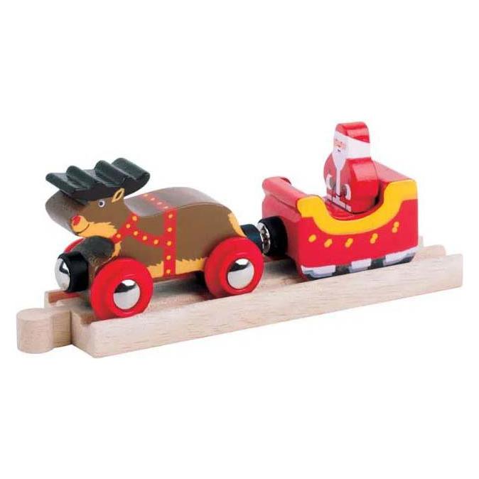 Bigjigs Hölzernen Weihnachtsmann, Schlitten und Rentiere (BJT468)