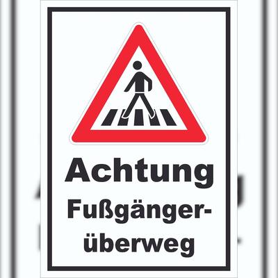 HB-Druck Schild Achtung Fußgängerüberweg A3 (297x420mm)
