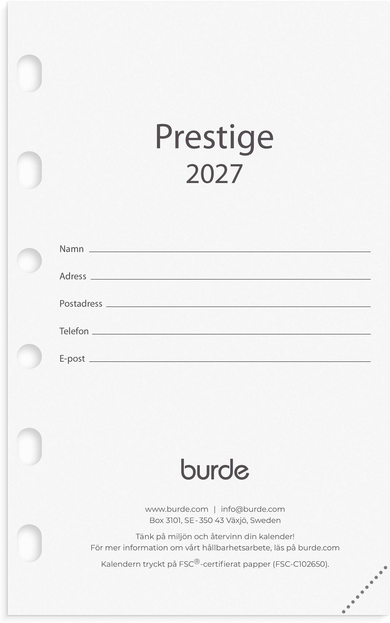 BURDE Compact Prestige kalendersats 2027