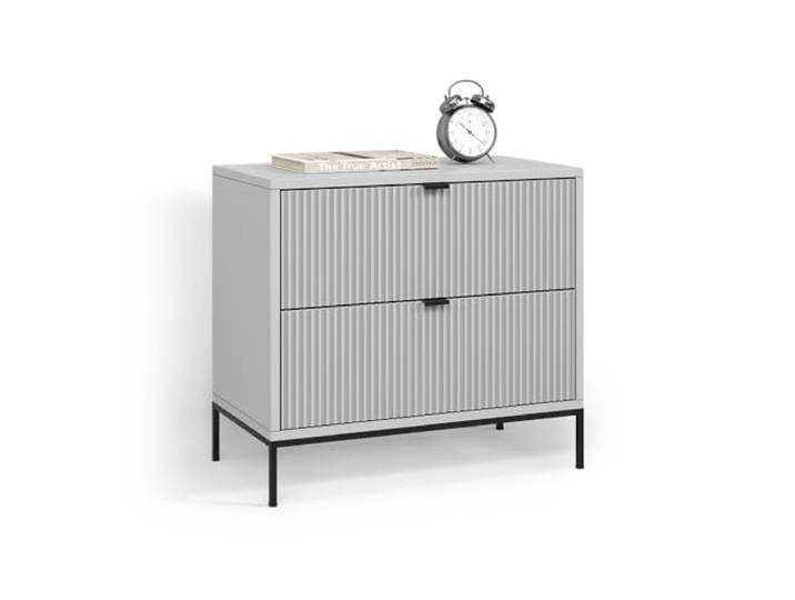 Livinity Nachttisch Aterno , Grau 66 x 60 cm mit 2 Schubladen