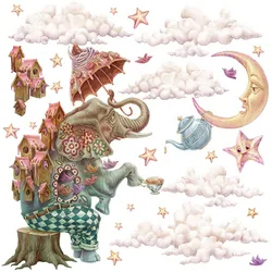 WANDAUFKLEBER 130x180cm - Pastellfarbene Tiere
