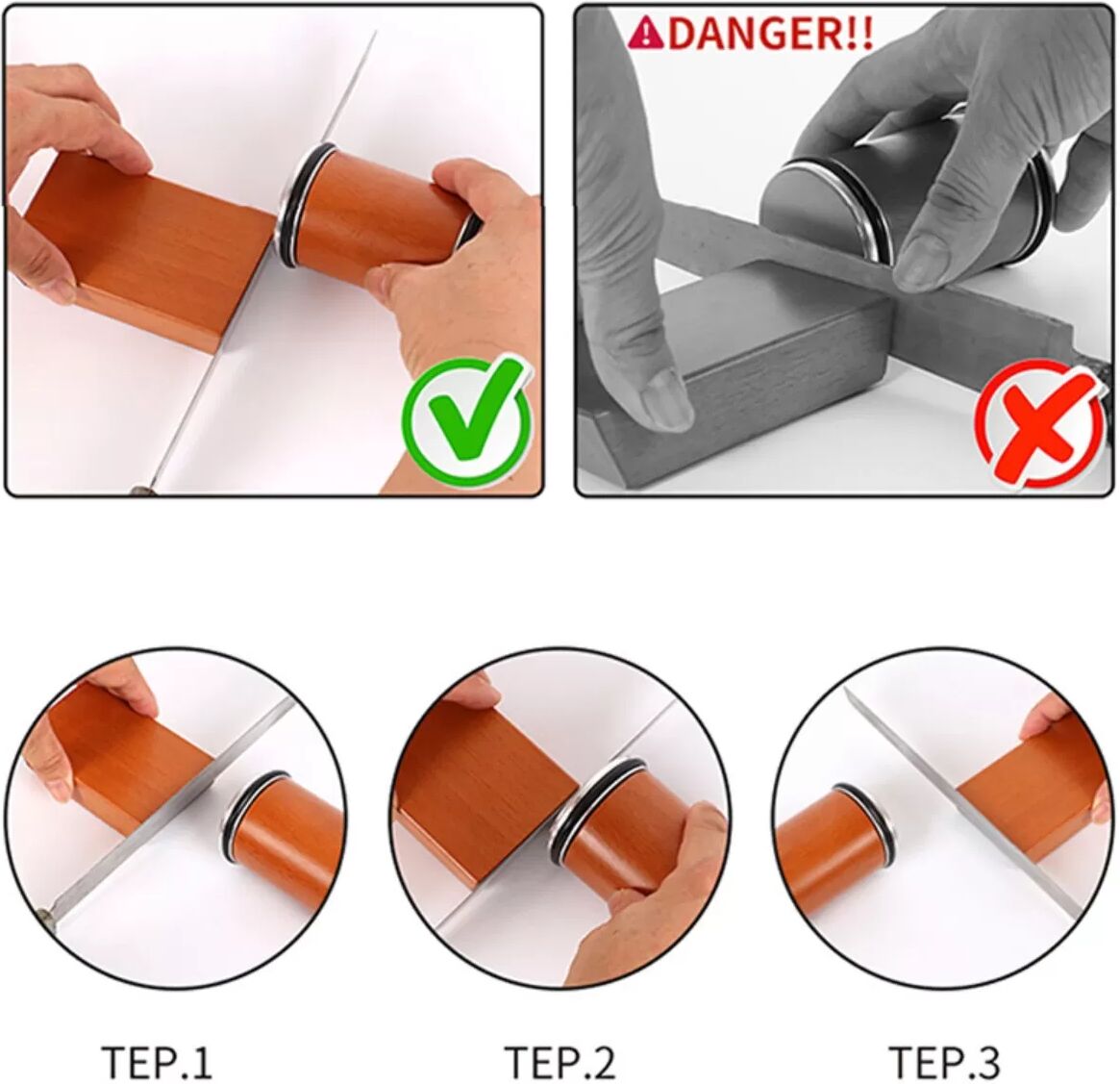 INF 5-Winkel Rollenschärfer-Set – Magnetische Winkelhilfe, rotierende Diamantscheiben, Buchenholz-Rollengriff