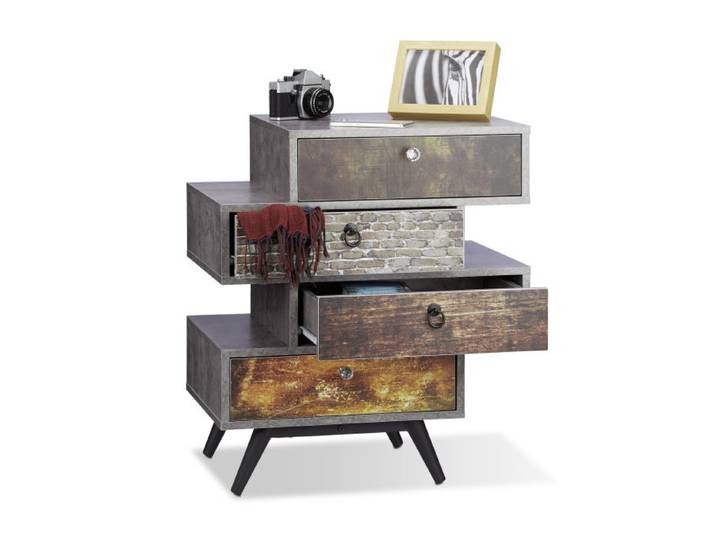 Relaxdays Vintage Kommode mit 4 Schubladen