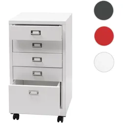 Rollcontainer HWC-L49, Schubladenschrank Stahlschrank Aktenschrank, Metall 75x40x41cm 5 Schubladen ~ weiß