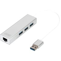 USB 3.0 3-Port Hub mit Gigabit LAN, USB-Hub weiß