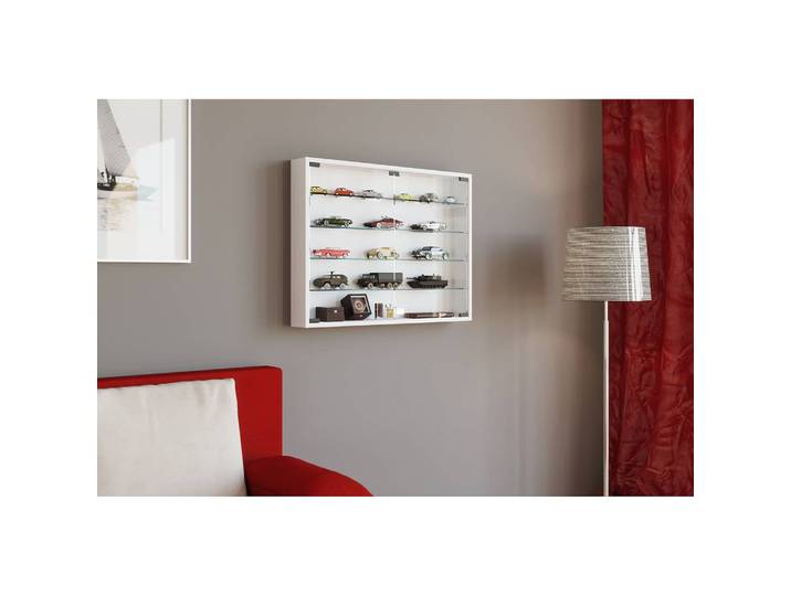 Vitrine murale Mandosa II 80 x 60 x 10cm Blanc/Blanc