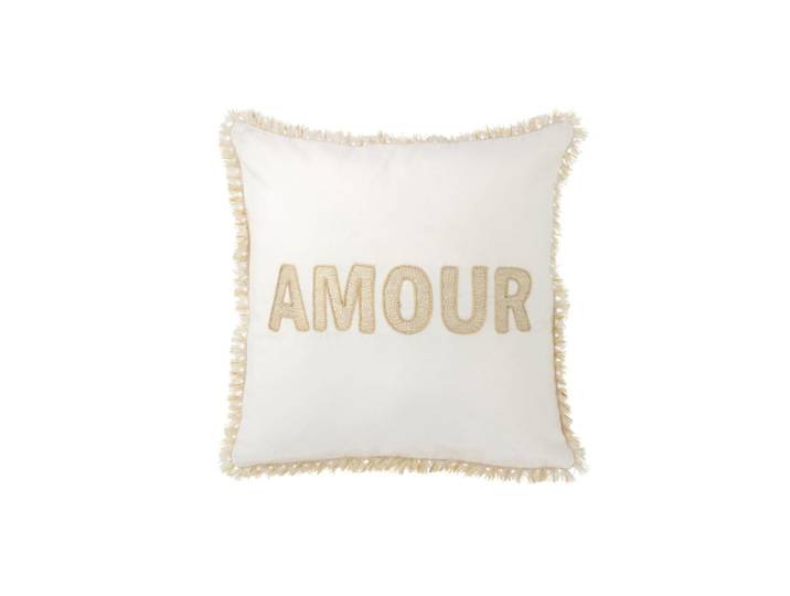 Coussin carré en textile blanc 45x45x3.75 cm