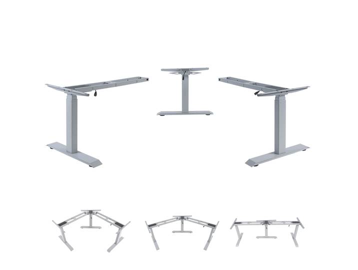 3in1 Gestell HWC-D40, variables Tischgestell, elektrisch höhenverstellbar Memory Grau