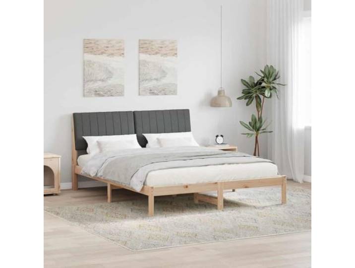 Massives Kiefernholz Gepolstertes Kopfteil Elegantes Bettgestell Braun 160 Massives Kiefernholz Bettgestell mit Gepolstertem Kopfteil Braun 160x200 cm Lattenrost Stabil und Langlebig