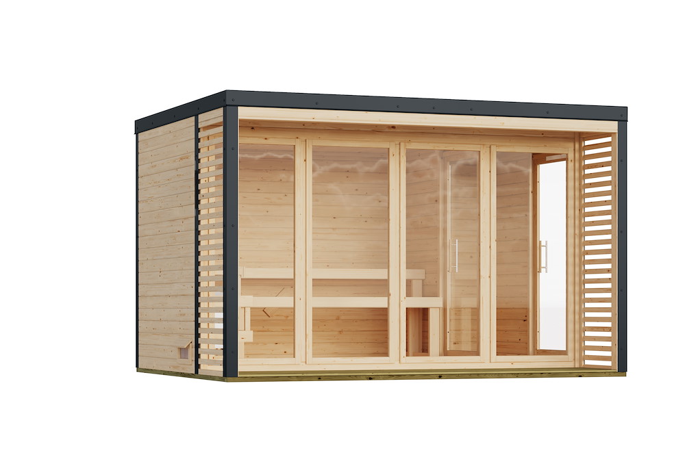 KARIBUHOLZT Sauna Ares 4 9 kW Bio ext. Strg natur,anthr. ,KG Tür 16989875