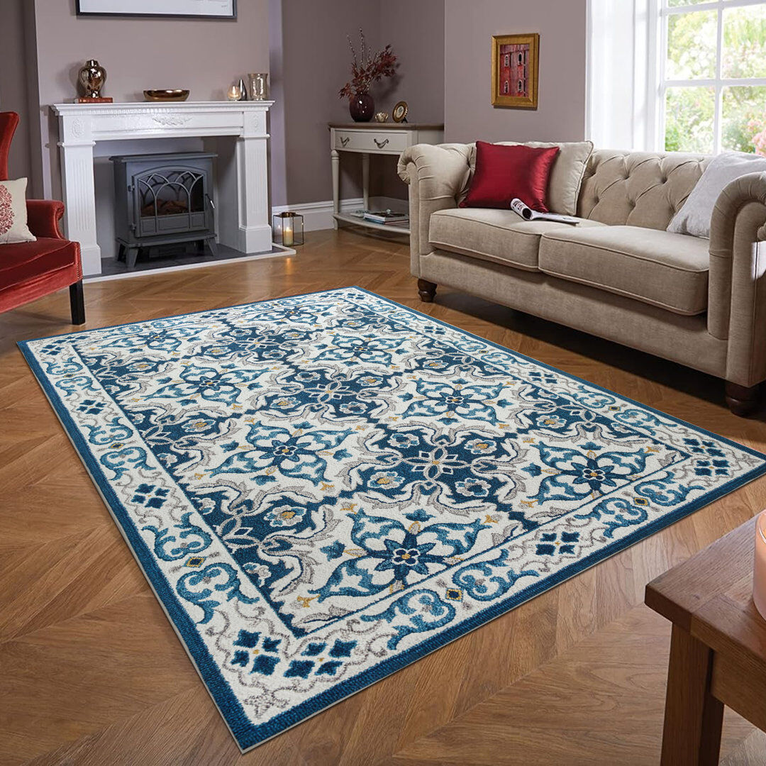 Marlow Home Co. Amaanat Area Rug Beige;Blue;LUNA Rectangle 160 x 230cm