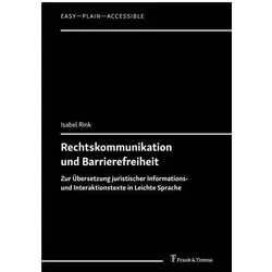 Rechtskommunikation und Barrierefreiheit, Fachbücher von Isabel Rink