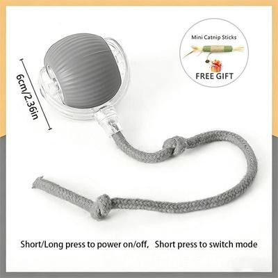 Uplift Essentials Smart Electric Automatic Rolling Ball With Tail Teaser gray Sz