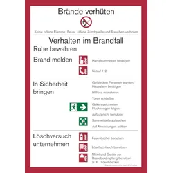 Aushang, Brandschutzordnung Teil A gem. DIN 14096 - Gebäude mit Brandmeldeanlage - 210x297x1.5 mm Kunststoff nachleuchtend