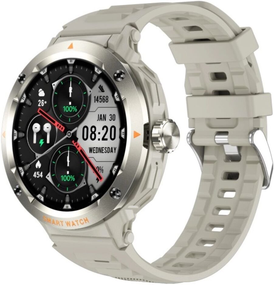 INF 2-in-1 TWS Smartwatch mit Earbuds — Bluetooth 5.3, NFC, Herzfrequenz & SpO2, 1.46 inch TFT, magnetische Ladetasche Silber