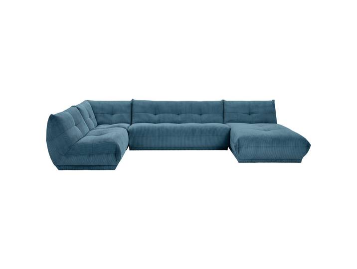 Livetastic Wohnlandschaft Giselle, Petrol, 6-Sitzer, U-Form, einzeln stellbar, 390x210 cm, Made in EU, Rücken echt, individuell planbar, Wohnzimmer, Sofas & Couches, Wohnlandschaften, Wohnlandschaft U-Form