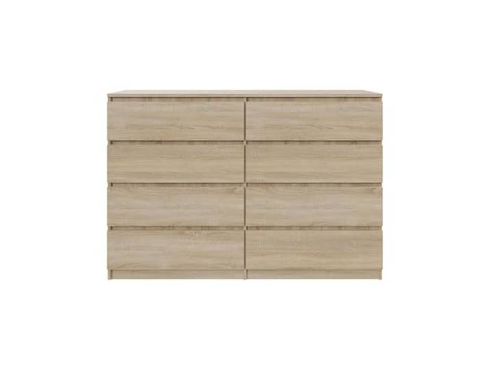 SoDREAMER Kommode mit 8 Schubladen Farbe: Sonoma-Eiche, 140 cm Ideal für Schlafzimmer Wohnzimmer Kinderzimmer und Büro Große geräumige Schubladenschrank 120x97x40 cm