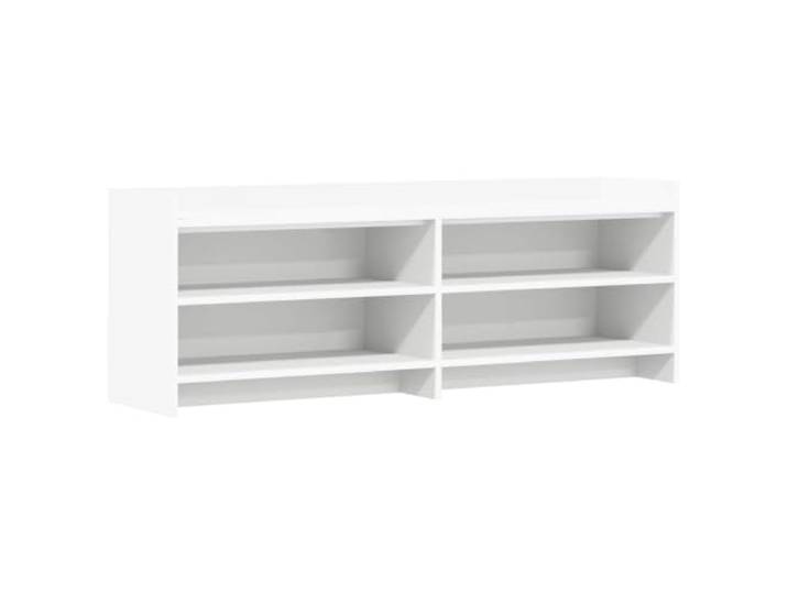 HAQWRDQSG TV-Schrank Weiß, 135x33x47 cm Lowboard aus Holzwerkstoff Vier offene Fächer bieten reichlich Stauraum für Mediengeräte und Zubehör im heimischen Wohnzimmer oder Gästezimmer.