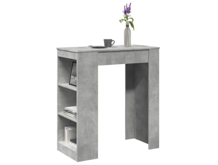 HEFZGDB Bartisch mit Regal Betongrau 95x47x103,5 cm Holzwerkstoff 3 Fächer Stauraum Hochtisch Stehtisch Küche Wohnzimmer