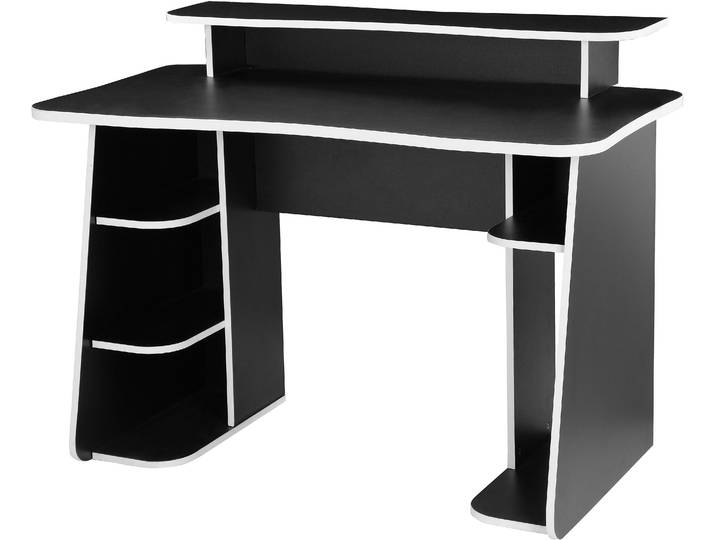 Gamingtisch GOODPRODUCT GAME, Computertisch, Schreibtisch, Towerfach, Monitoraufsatz , schwarz (schwarz, schwarz, schwarz), B:120cm H:89cm T:60cm, Tische, Gamingtisch, ergonomisch geschwungene Tischplatte, Breite 120 oder 150 cm
