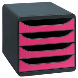 Exacompta 310784D Schubladenbox Big Box, 4 offene Schubladen, Iderama - Himbeerfarben