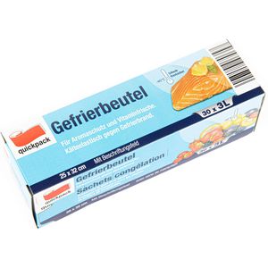 Quickpack Gefrierbeutel 070357, 3 Liter, 25 x 32 cm, 30 Stück