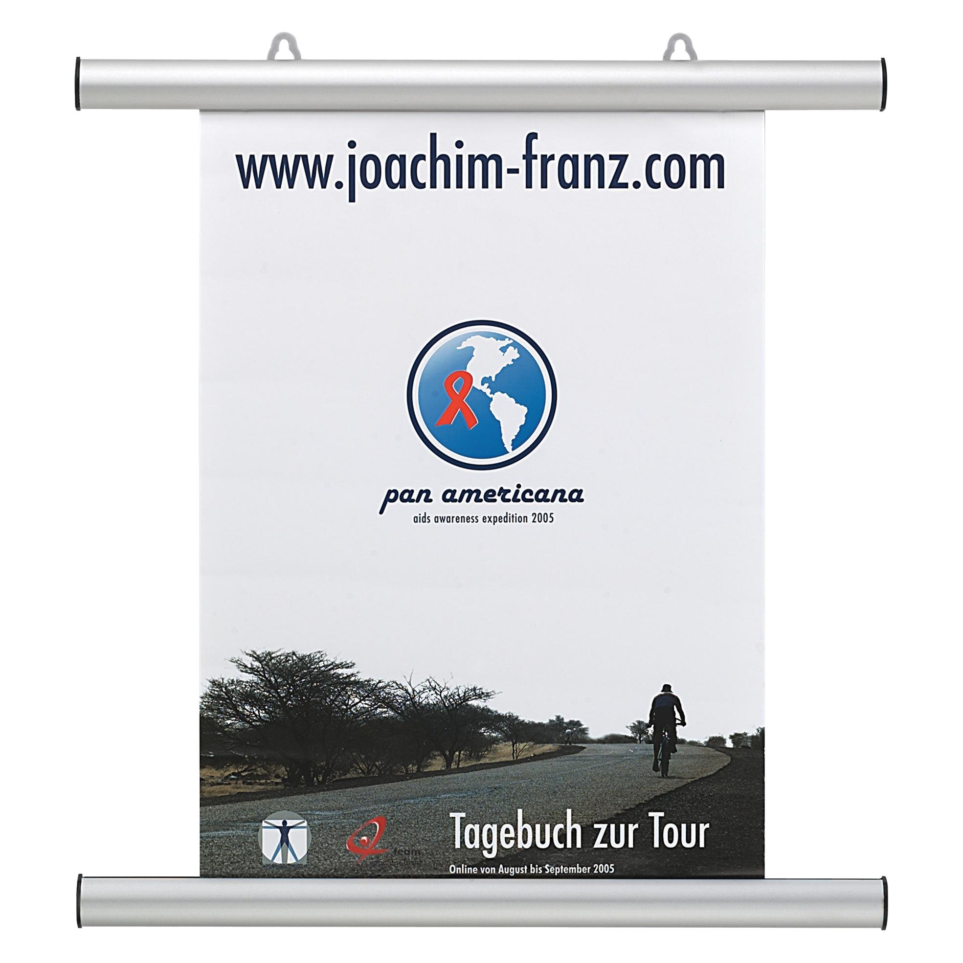 Franken Plakatleiste, Aluminium, silber, Länge: 600 mm passend für DIN A0, zwei verstellbare Aufhängeösen (A1, 1x) (BS1003)