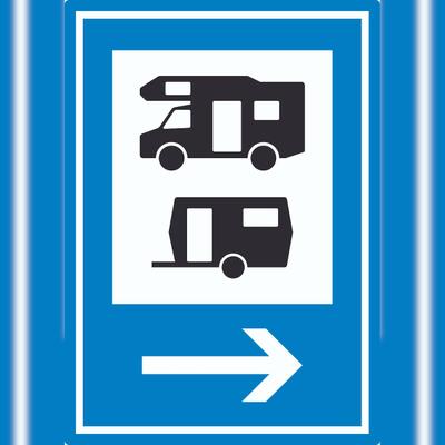 HB-Druck Wohnmobil- und Wohnwagenplatz rechts Aufkleber A9 (37x52mm)