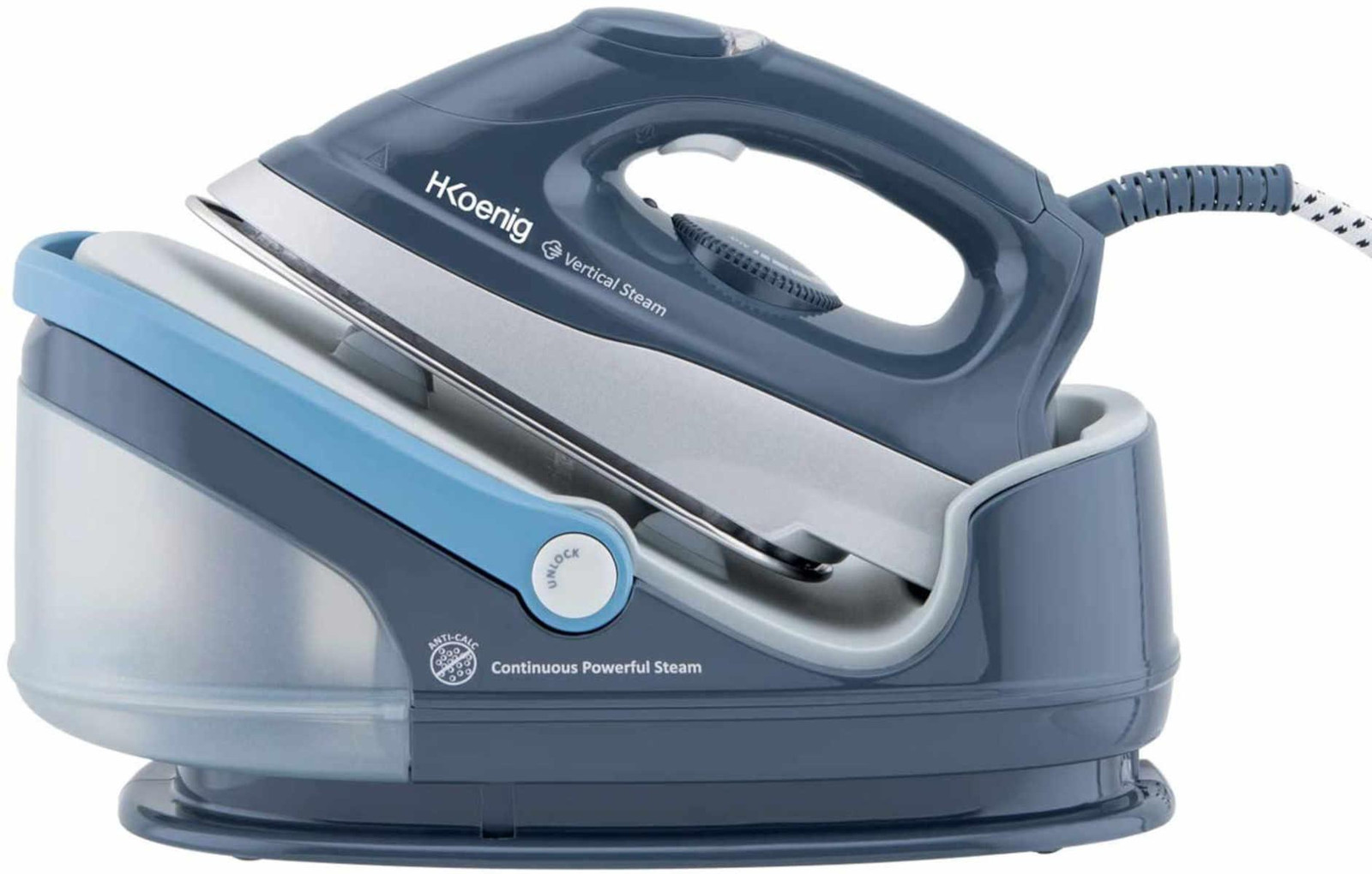 H.KoeNIG V5I stoomgenerator met 6 bar druk, 100 g/min stoomstroom en 1,7 l afneembaar reservoir met keramische zoolplaat