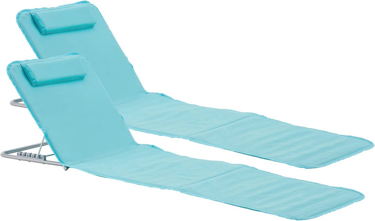 Set van 2 Comfortabele Strandmatten met Rugleuning - Turquoise