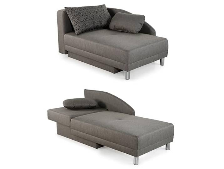 luma-Home 15123/ Récamiere mit Schlaffunktion & Bettkasten, Grau