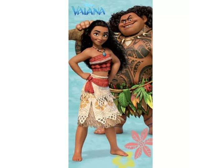 Jerry Fabrics Moana Vaiana 24TW087, 100% katoenen handdoek, perfect voor strand, zwembad, badkamer of sportactiviteiten voor meisjes, tienermeisjes in veelkleurig