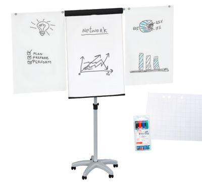 Flipchart Maul MAULstandard, höhenverstellbar, Hochformat, Papierblock + Schreibmarker farbsortiert
