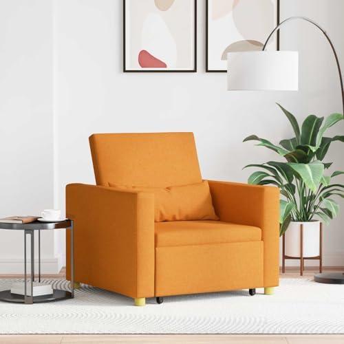 Dunkelgelber 3in1-Einzelschlafsessel mit Stoffbezug, 90x165x87 cm, bis 110 kg belastbar, modernes Design mit Rollen, umwandelbar für Wohnzimmer, Gästezimmer und Schlafzimmer