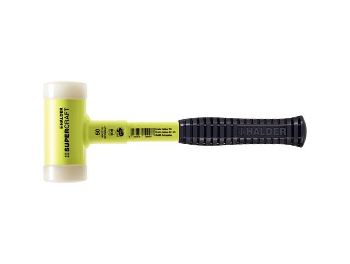 Maillet SUPERCRAFT\, avec manche en tube d'acier incassable\, revêtu jaune fluorescent et poignée antidérapante - D=40 mm - 3377.140