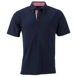 Polo-Shirt Trachtenlook "JN716" - M - navy/red-white