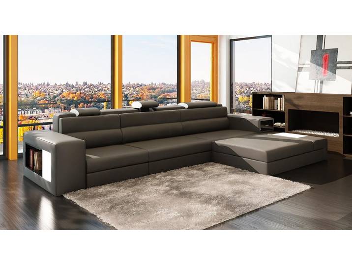 Xlmoebel Ecksofa Design Ecksofa aus Leder mit integrierter Lichtfunktion, Hergestellt in Europa
