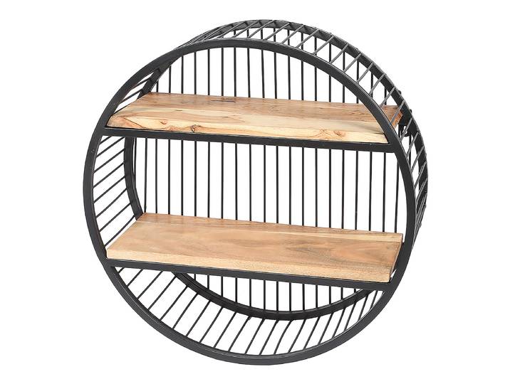 Étagère murale Keper ronde Fer / acacia partiellement massif Noir 23 x 60 x 60cm